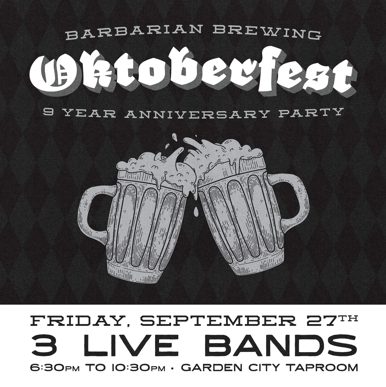 A poster for barbarian brewing oktoberfest on september 27th