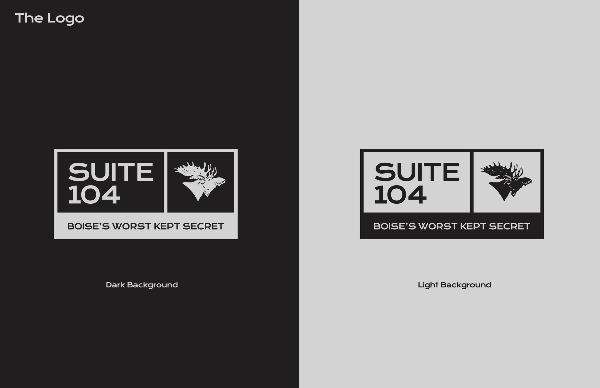 A black and white logo for suite 104
