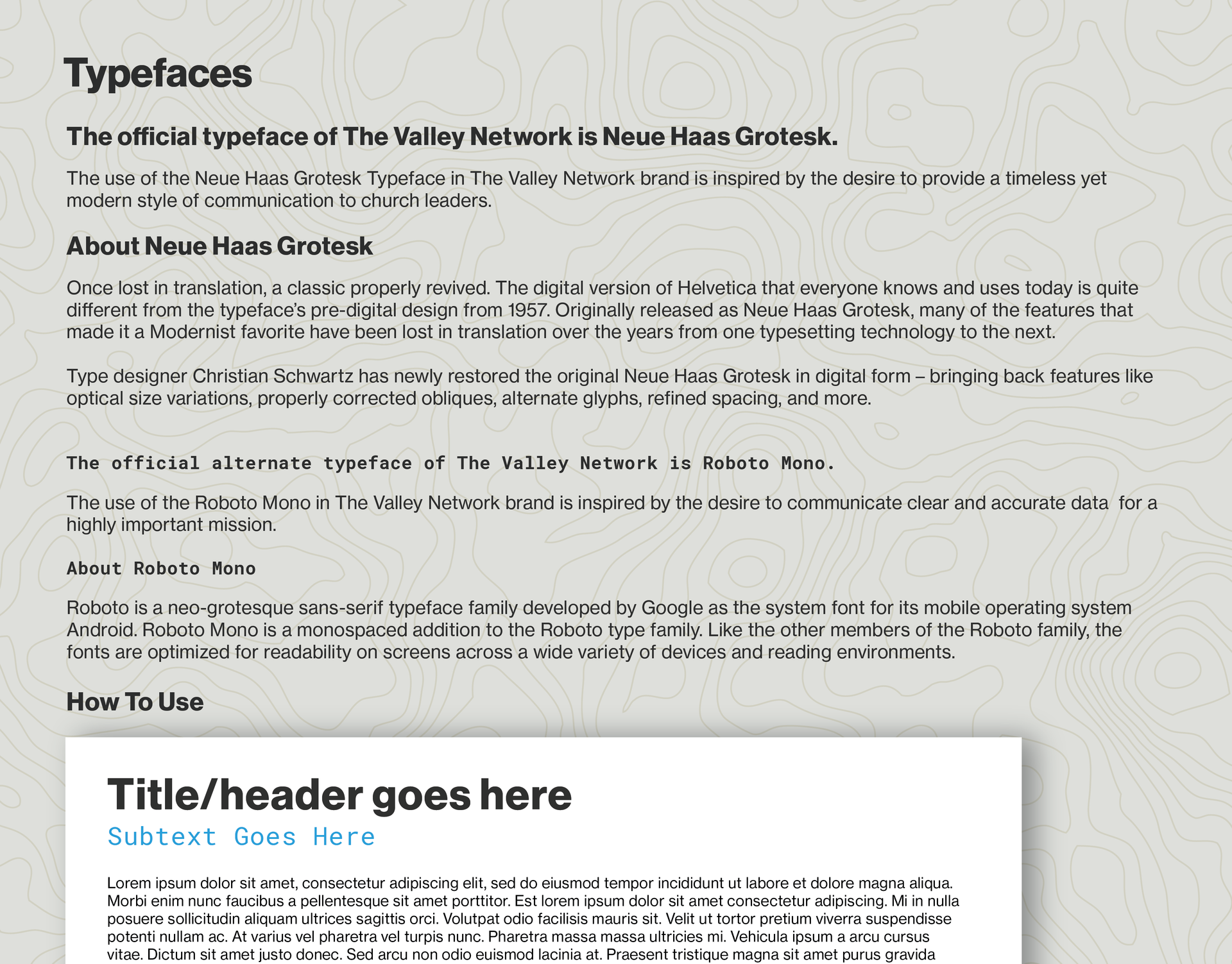 A piece of paper that says title / header goes here