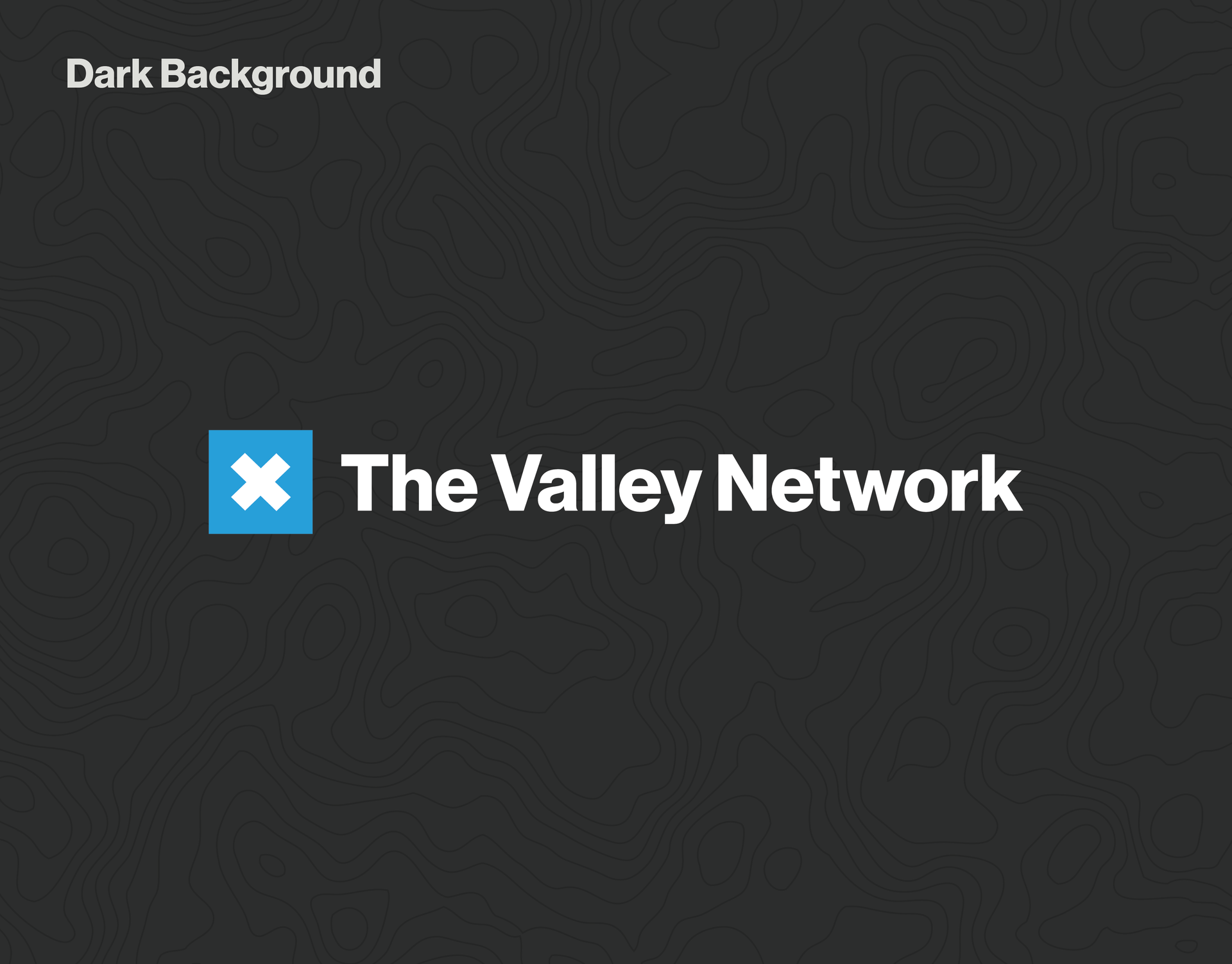 A logo for the valley network on a dark background