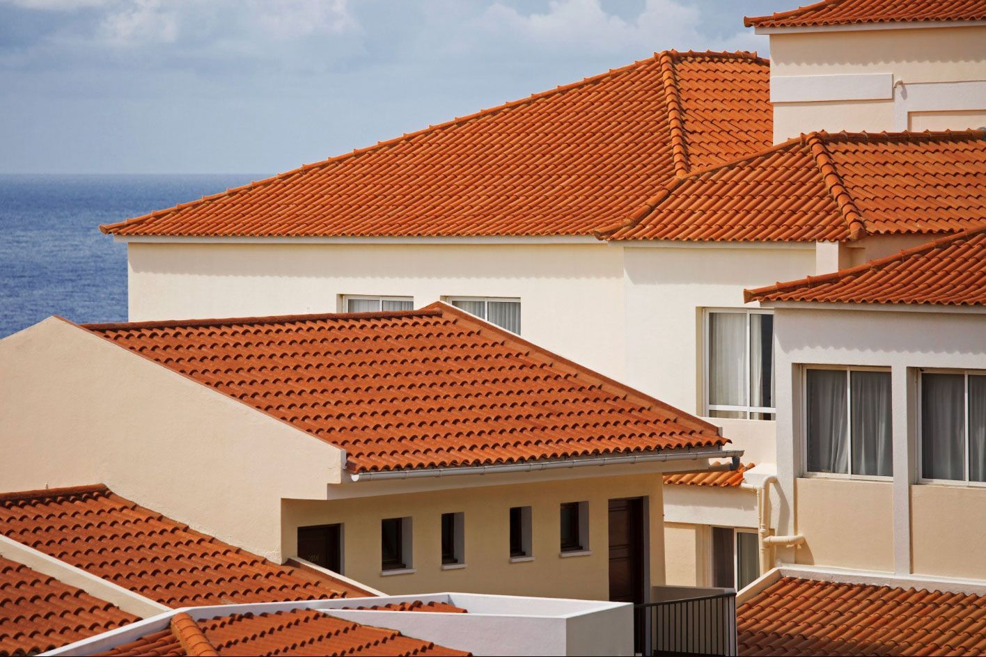 Row of Houses with Red Tile Roofs