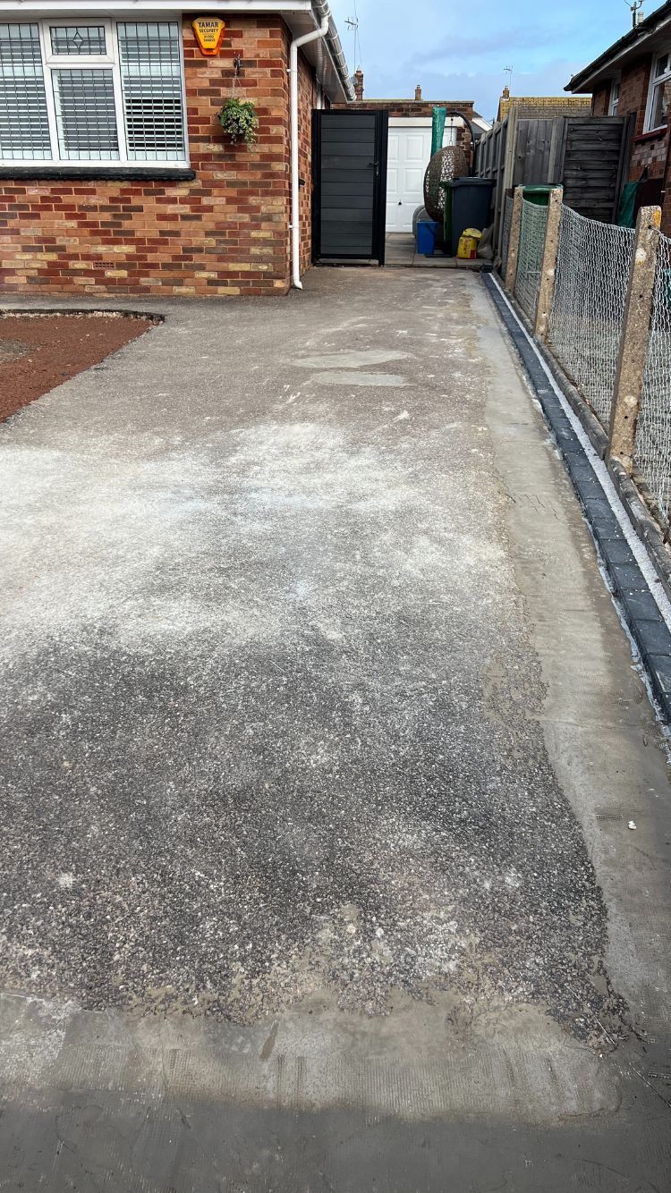 After preparation work for a resin driveway.