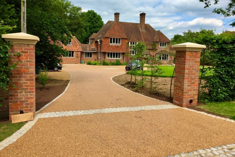 Large resin driveway for a mansion.