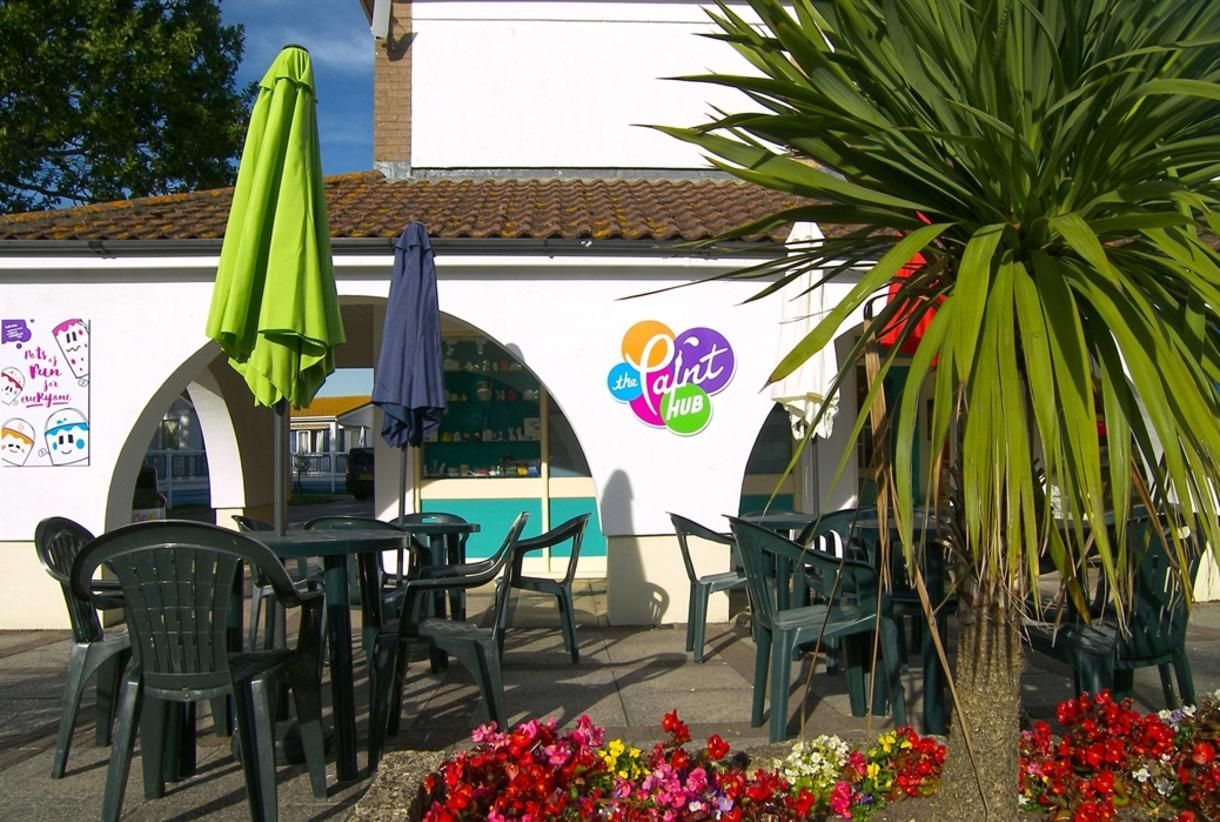 The Paint Hub outside area, in Dawlish, where children can go to paint.