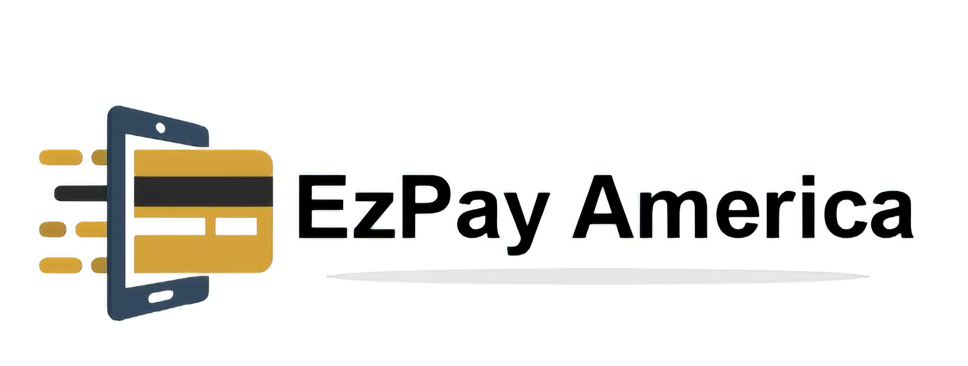 The logo for ezpay america shows a cell phone and a credit card.