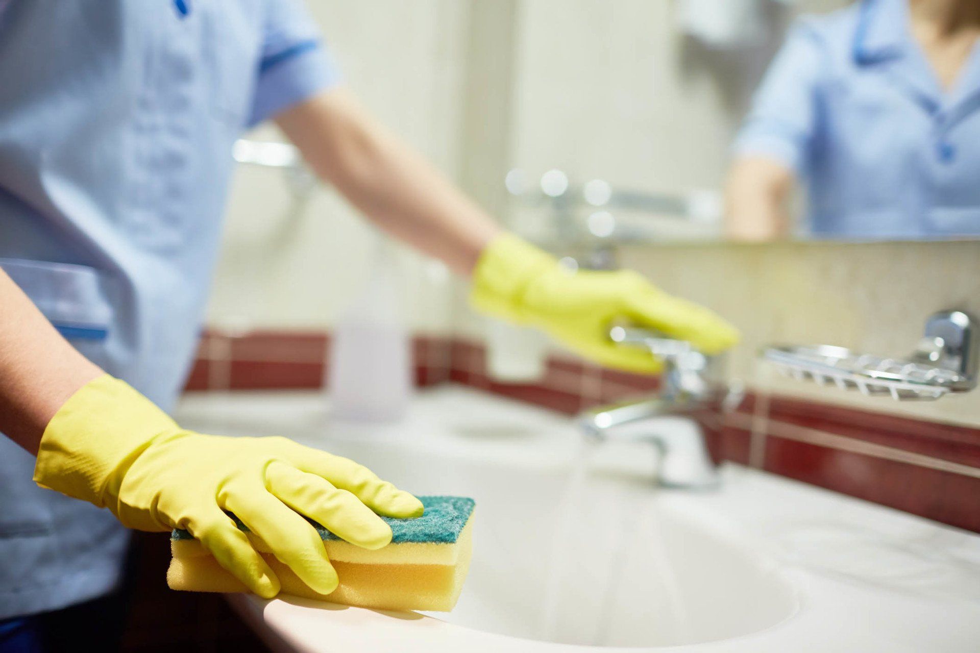 Cleaning Sink with Sponge — Plano, TX — JR1 Commercial Cleaning Services