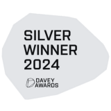 Silver Winner 2024 Davey Awards logo: text on light gray irregular shape.