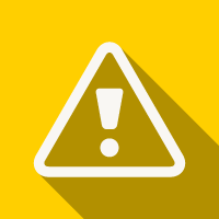 Yellow warning triangle with exclamation mark on a gold background