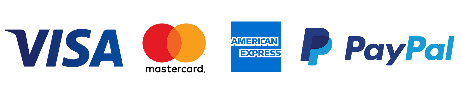A visa , mastercard , and paypal logo on a white background