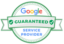 A google guaranteed service provider badge on a white background.