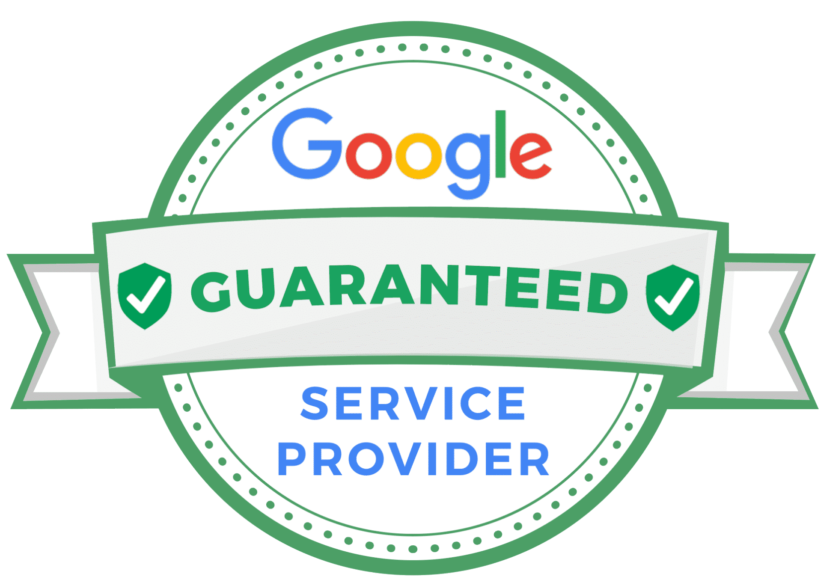 A google guaranteed service provider badge on a white background.