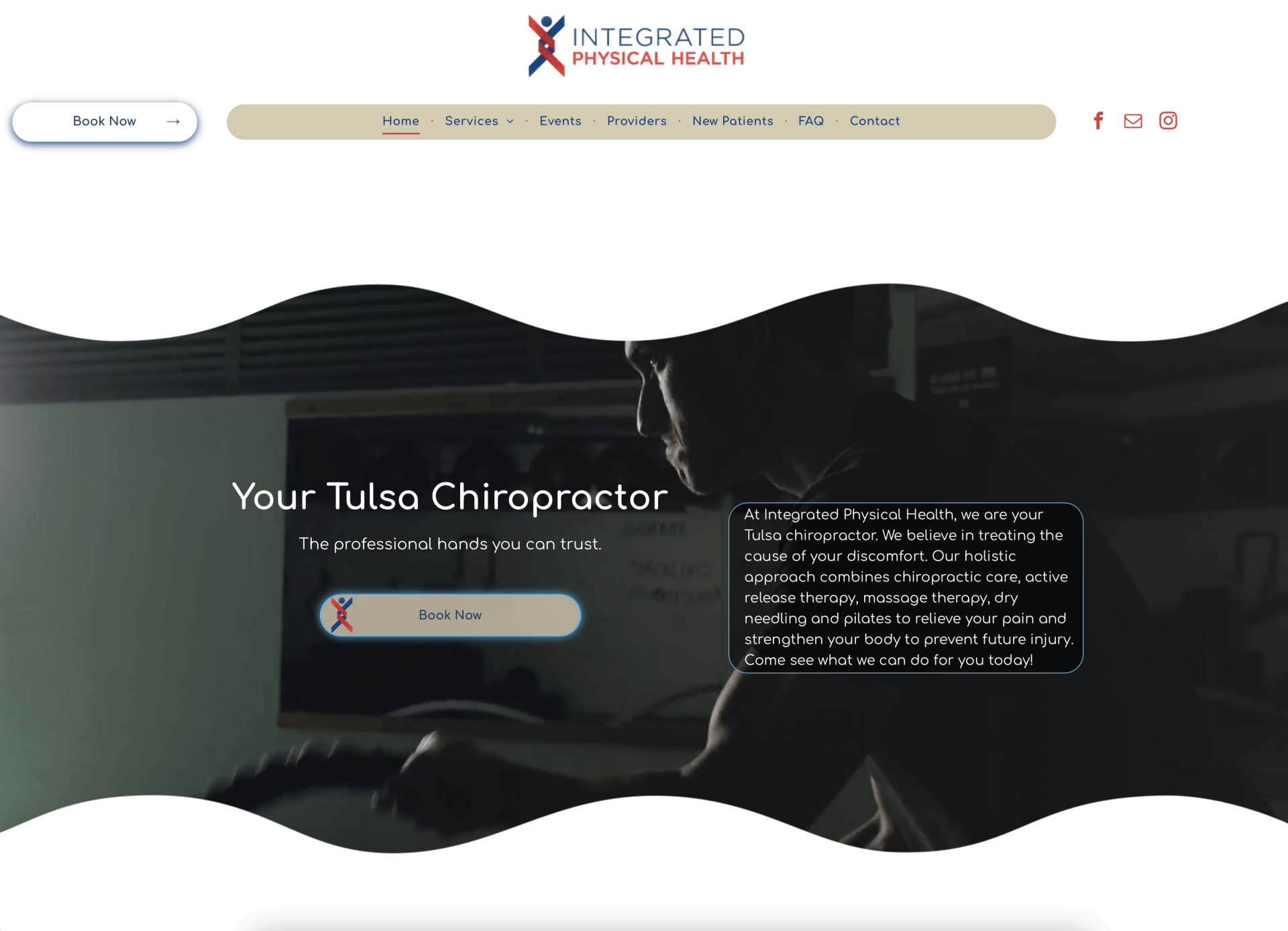 A screenshot of a website for a tulsa chiropractor