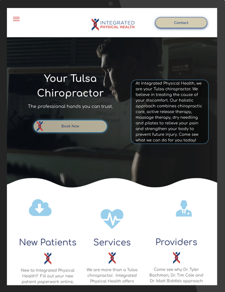 A screenshot of a website for a tulsa chiropractor.