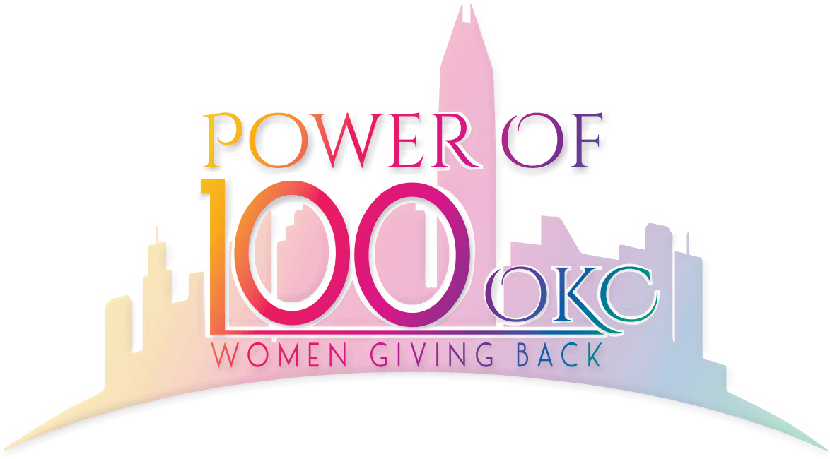 A logo for the power of 100 okc women giving back