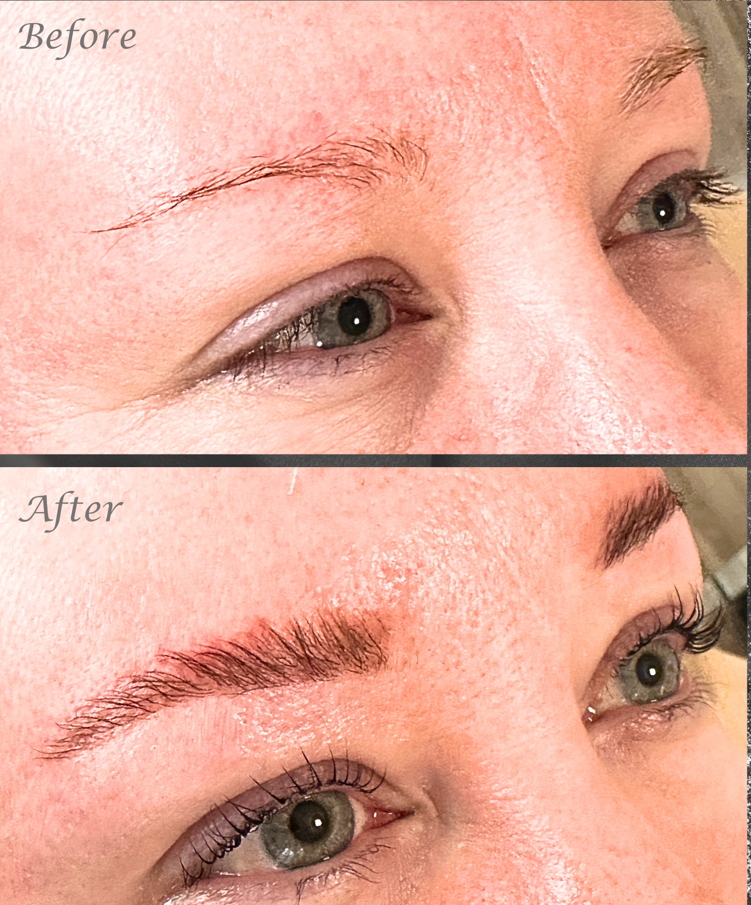 brow lamination and shaping results by Jax-Glam Beauty Bristol