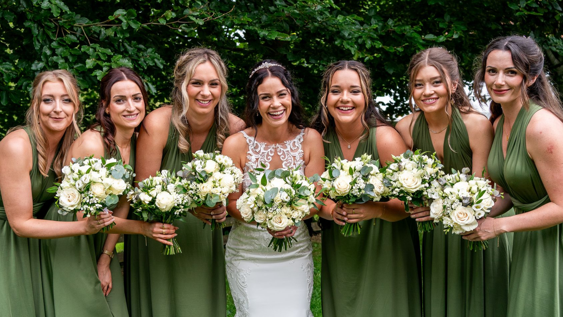 bridesmaids with bride wedding hair and makeup by Jax-Glam Beauty Bristol