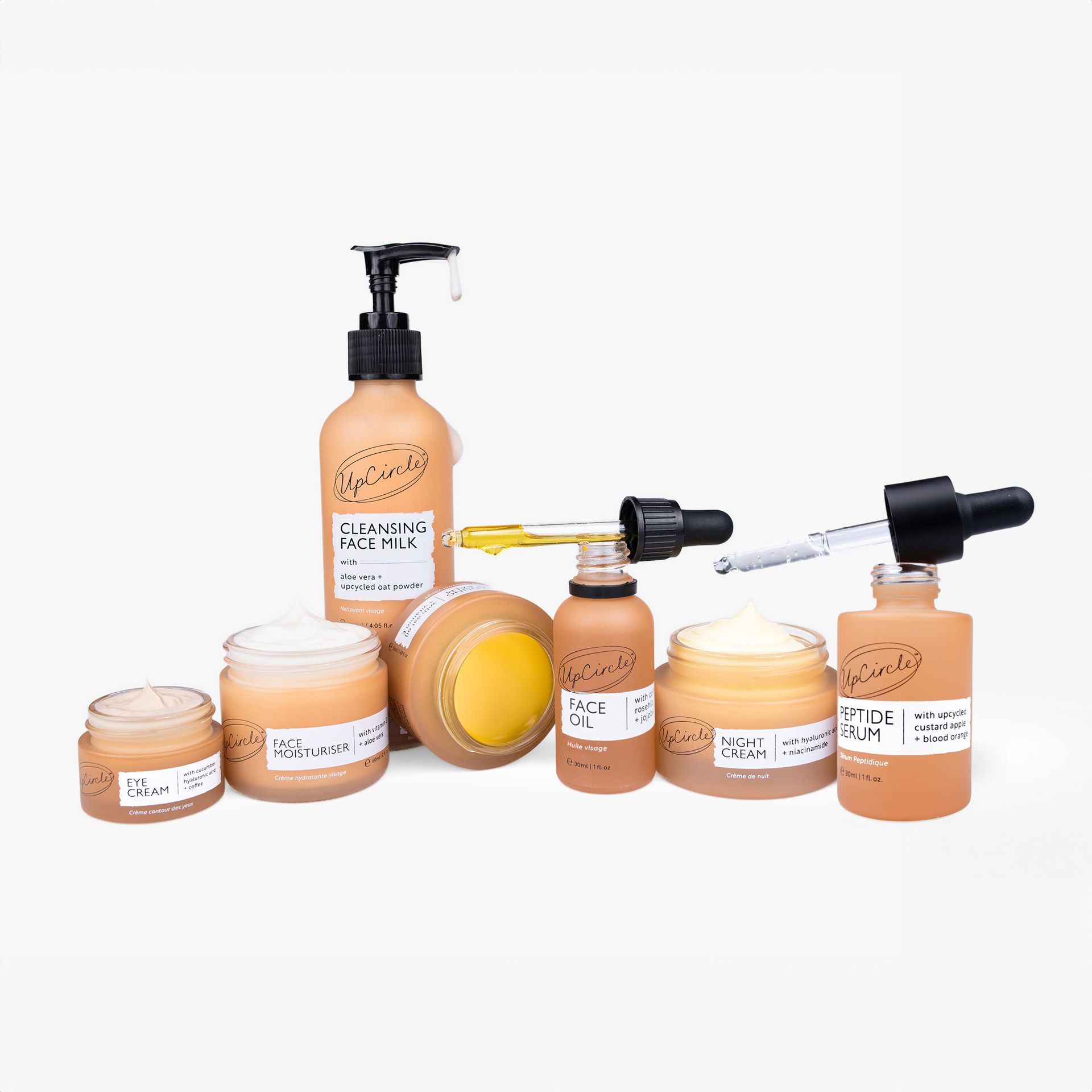 UpCircle Beauty skincare and refill products stocked at Jax-Glam Beauty, a sustainable home salon.