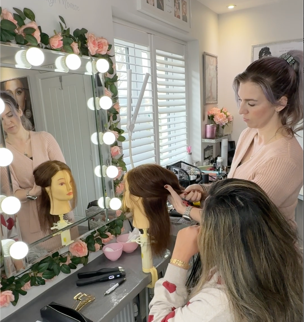 hair lesson styling demonstration at Jax-Glam Beauty Bristol