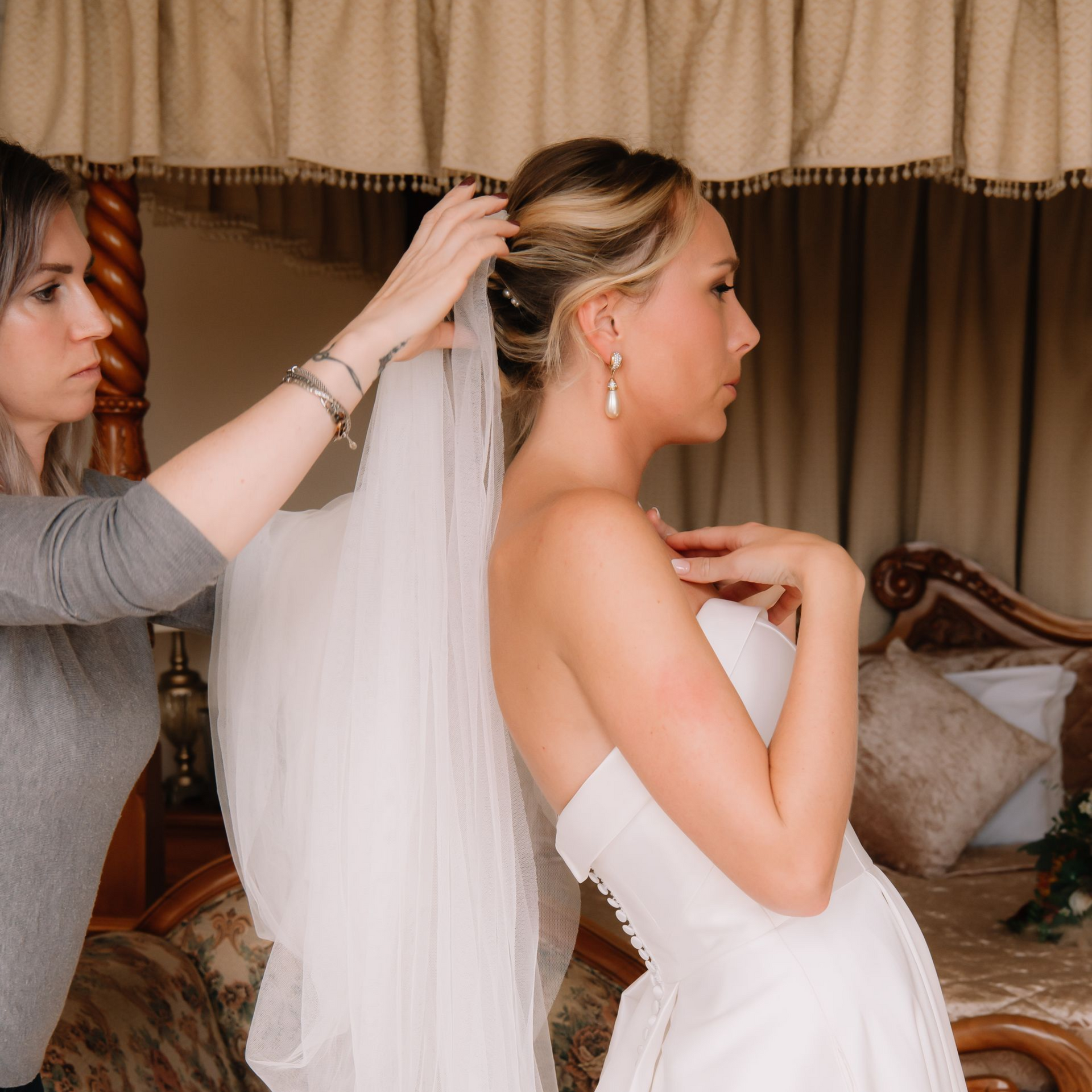 bridal hair styling on wedding morning by Jax-Glam Beauty wedding hair stylist Bristol