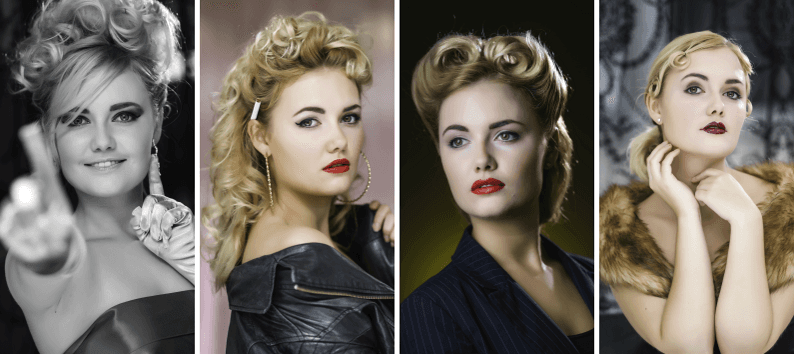 1 Face – 4 Vintage styles of Makeup, see the transformation