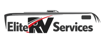 Logo of Elite RV Services with RV illustration.