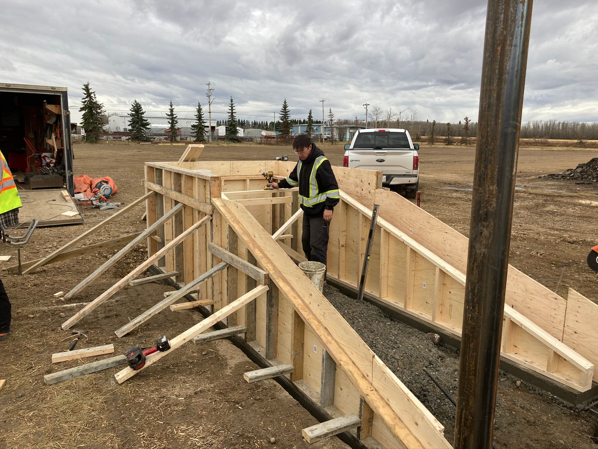 installing forms for concrete stairs to access large vehicles red deer