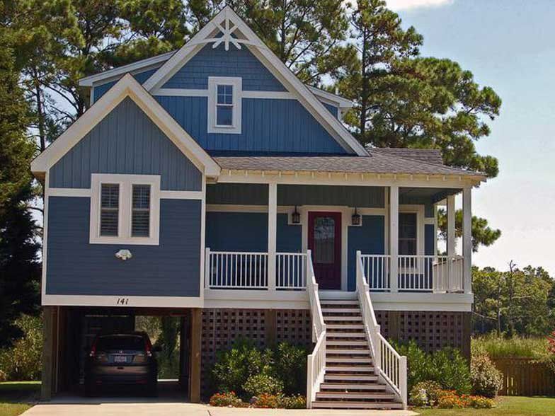 Blue House With A Red Door – Kill Devil Hill, NC – DeBoy Construction & Remodeling