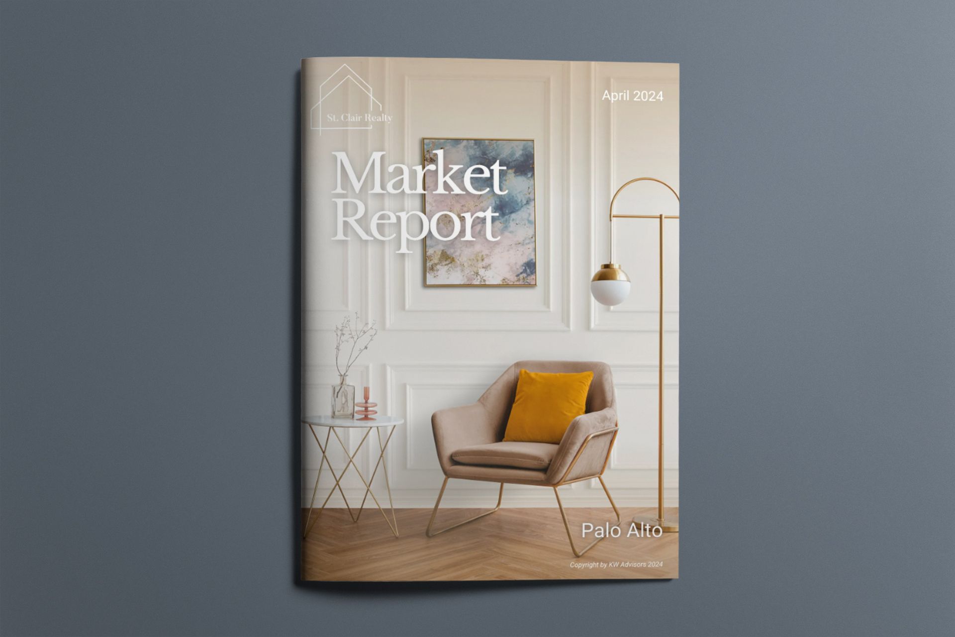 A market report with a chair and a lamp on the cover.