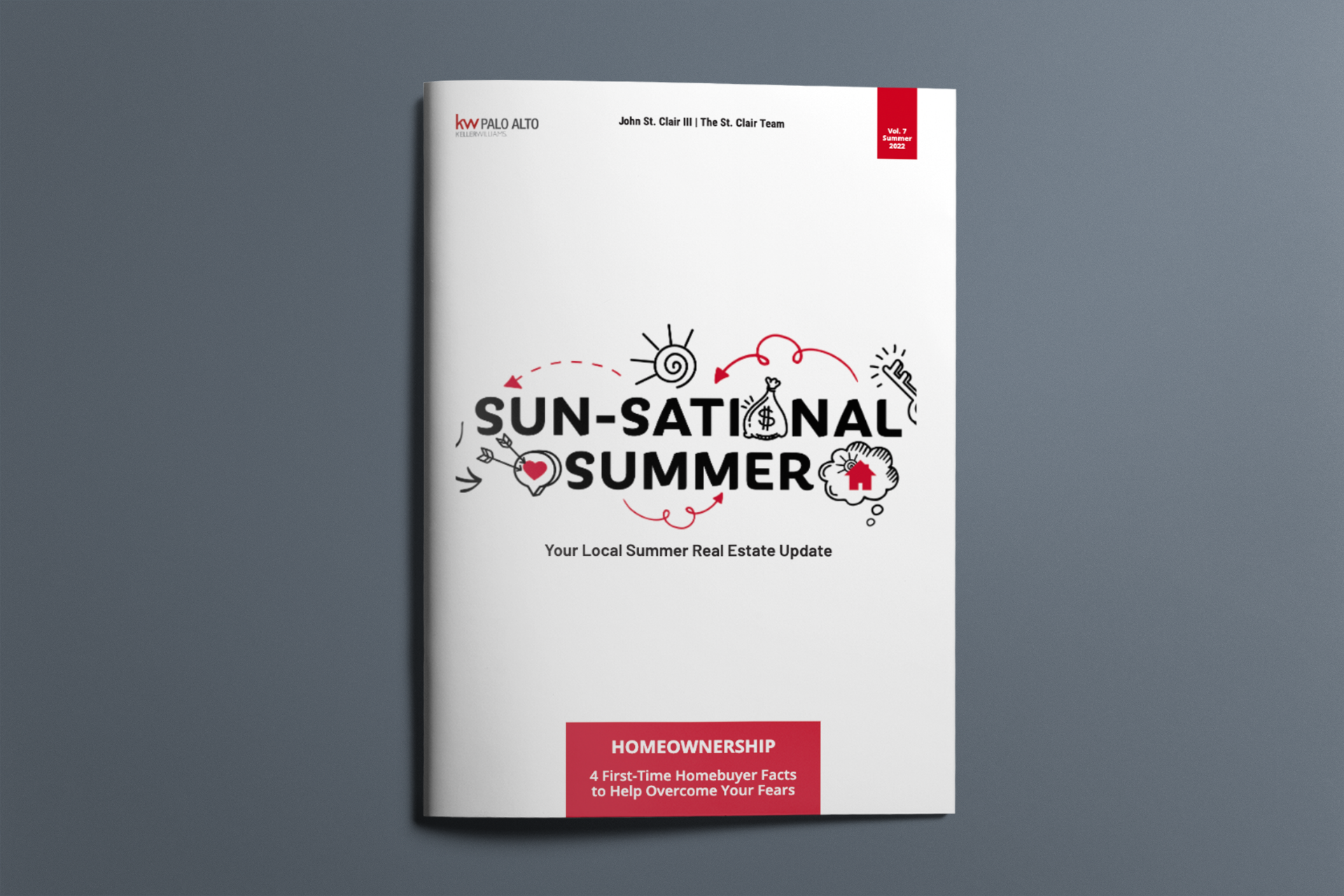 A book titled sun-sational summer is sitting on a table.