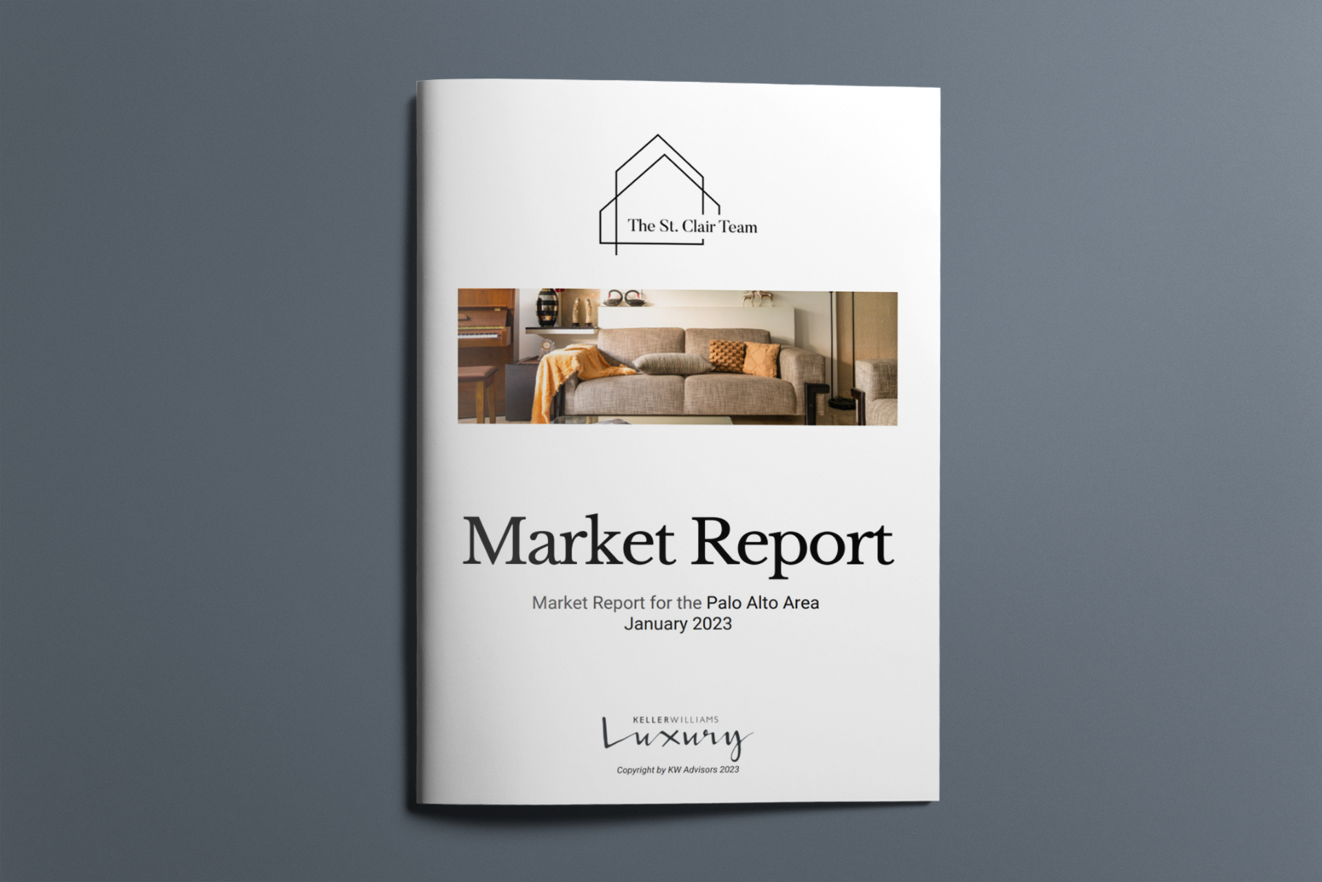 A market report with a picture of a couch on the cover.
