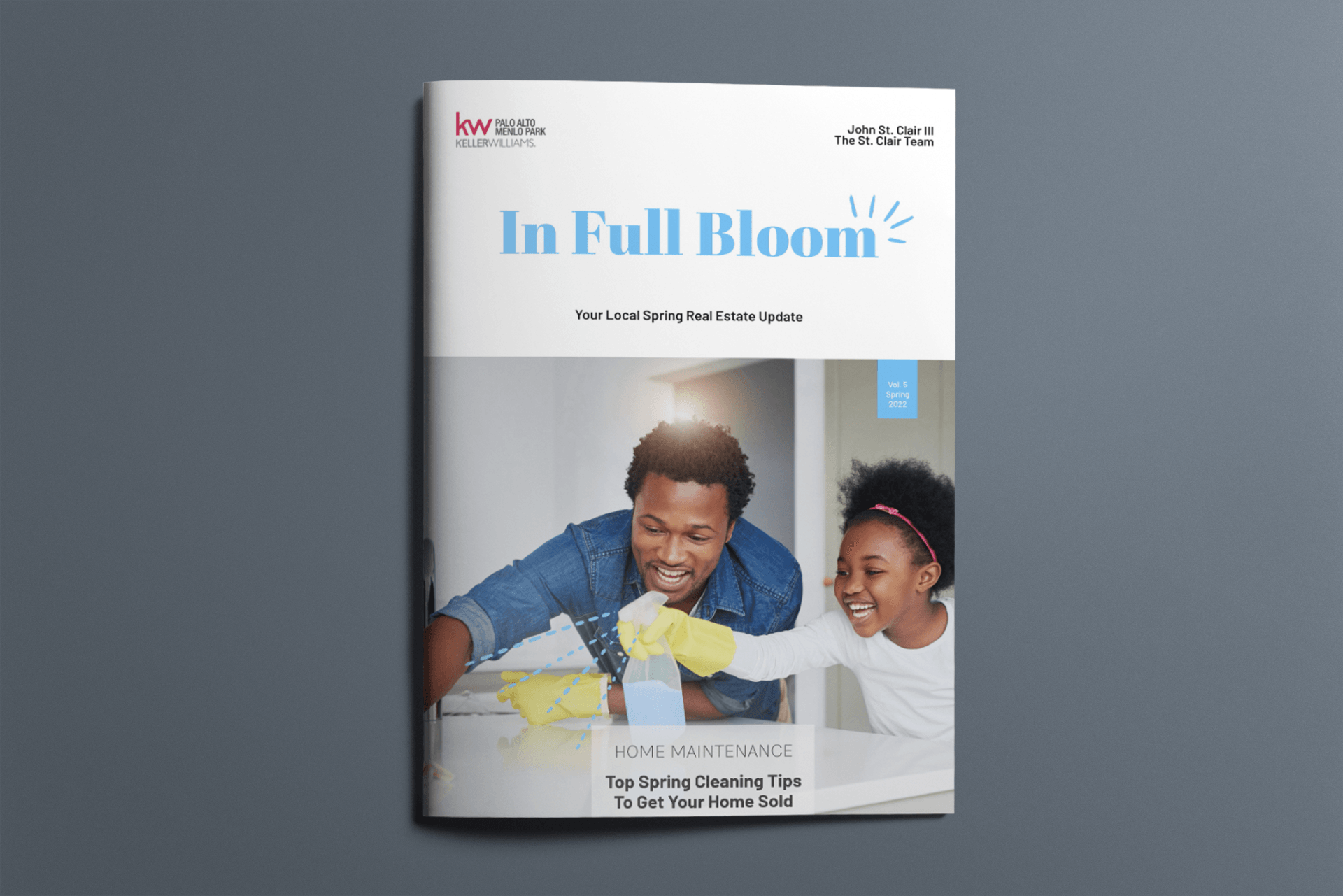A man and a child are cleaning a kitchen counter.