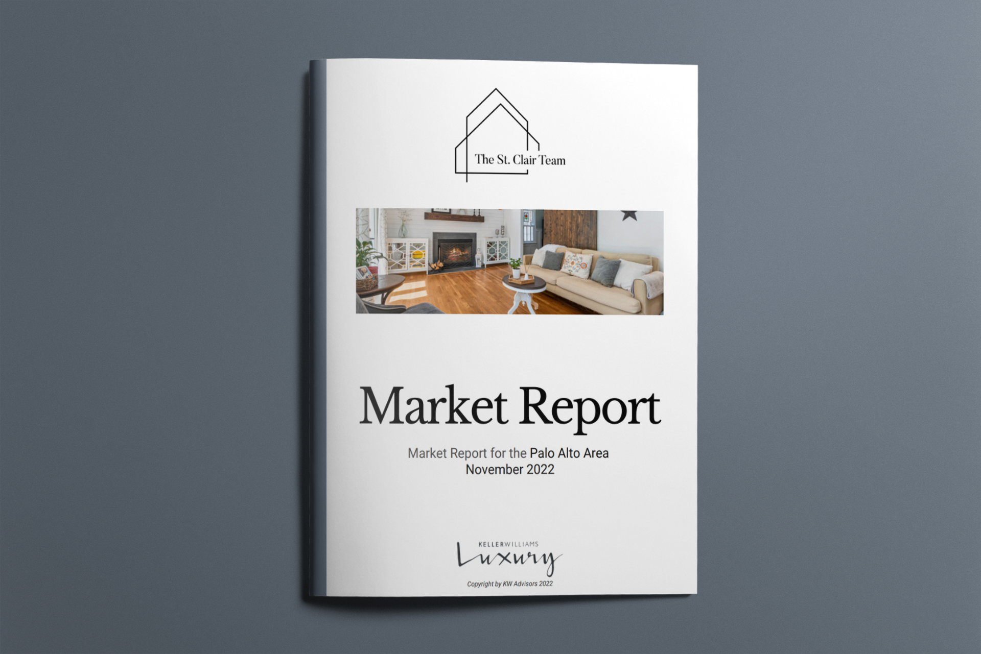 A white market report with a picture of a living room on the cover.