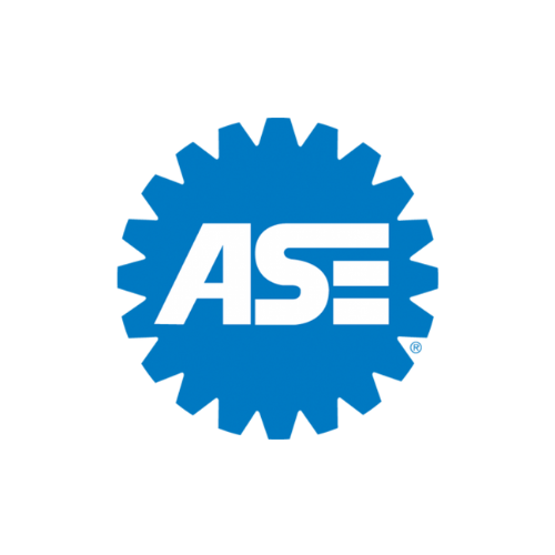 Blue gear icon with white 