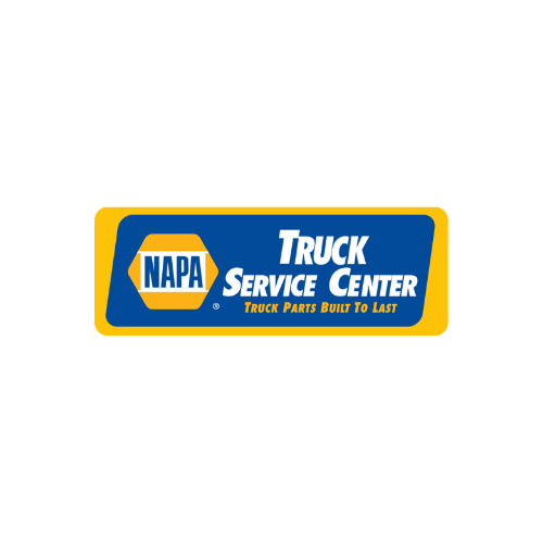 NAPA Truck Service Center logo: blue rectangle, yellow border, with NAPA logo and text 