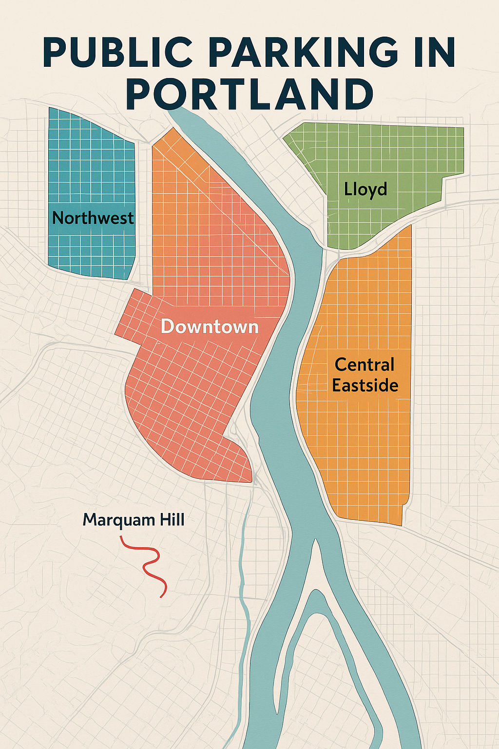 portland public parking meter map- know the zone and if there is paid or free parking