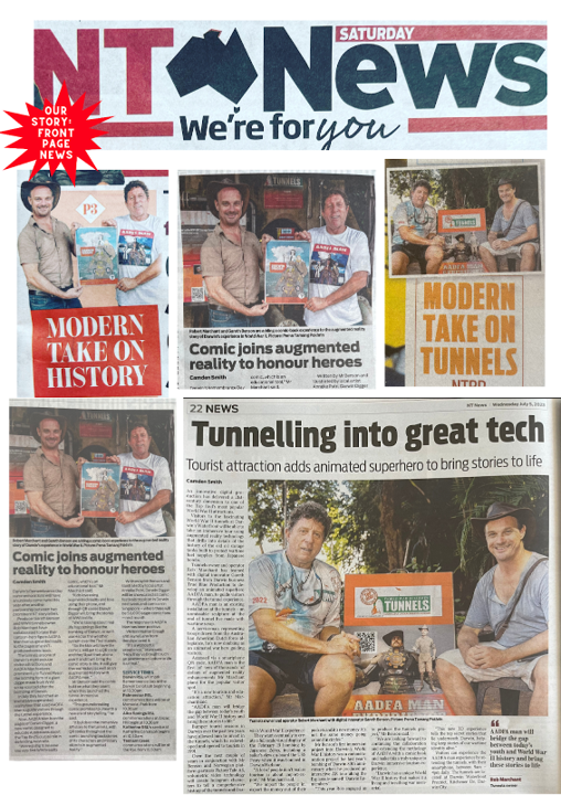 A collage of newspaper articles about tunnelling into great tech