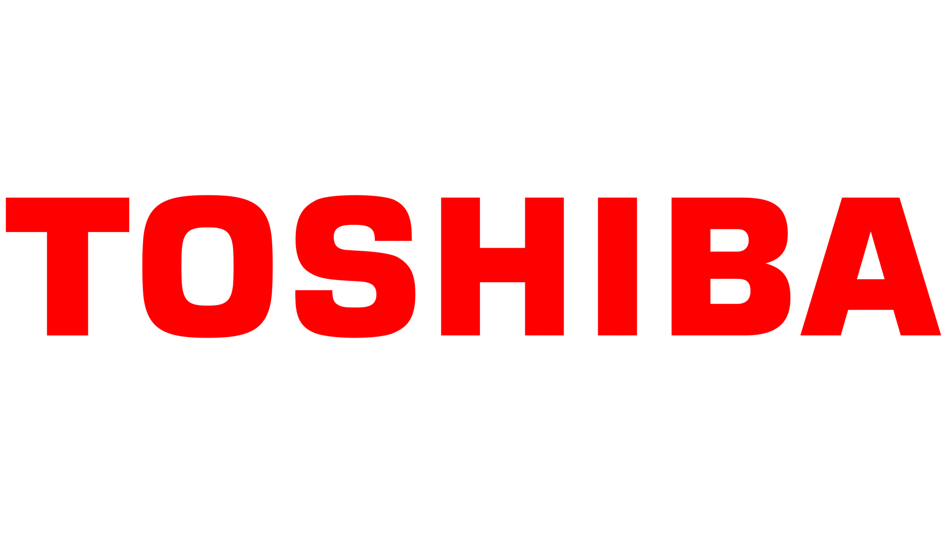 The toshiba logo is red and white on a white background.