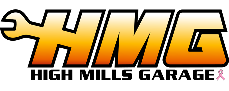Logo for High Mills Garage, featuring