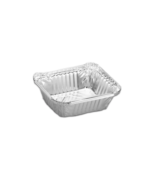 Recipiente para alimentos cuadrado de papel de aluminio.