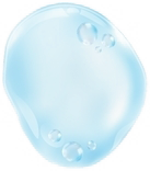 A blue circle with bubbles on it on a white background.