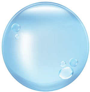 A blue sphere with bubbles coming out of it