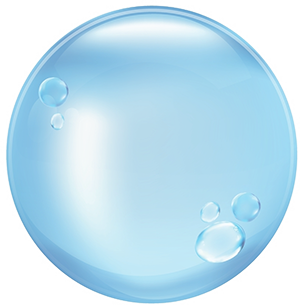 A blue sphere with bubbles coming out of it