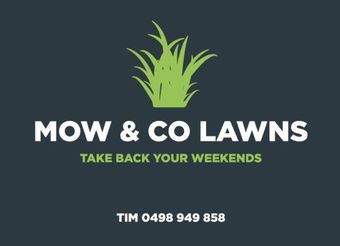 A logo for a company called mow & co lawns