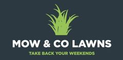 A logo for a company called mow & co lawns
