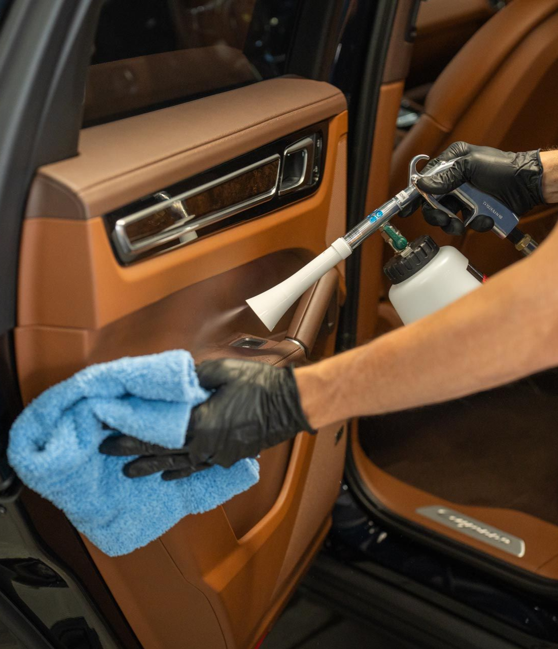 A close up of a car wheel with a mercedes logo on it