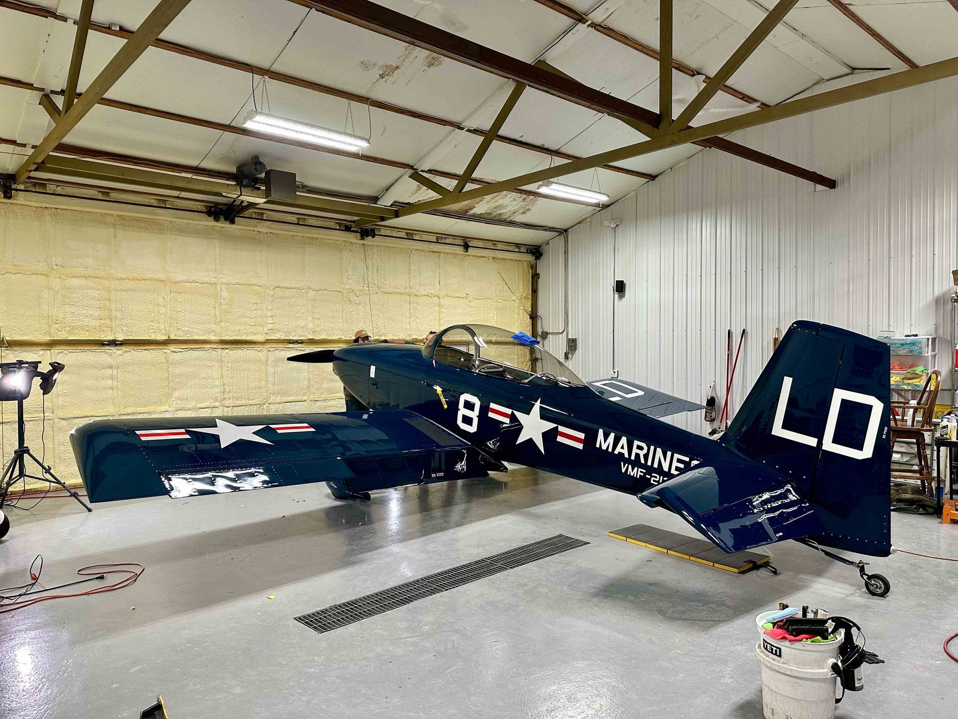 Dark blue vintage aircraft 