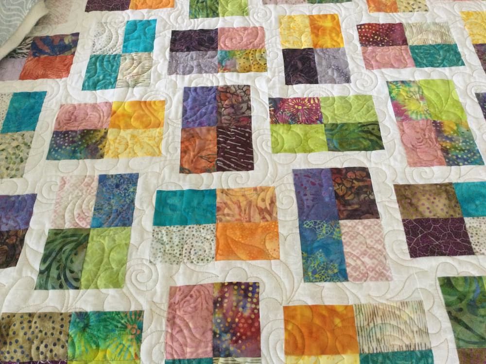 Colourful Patchwork Quilt With Square and Rectangular Blocks — Morning Star Quilting in Bateau Bay, NSW