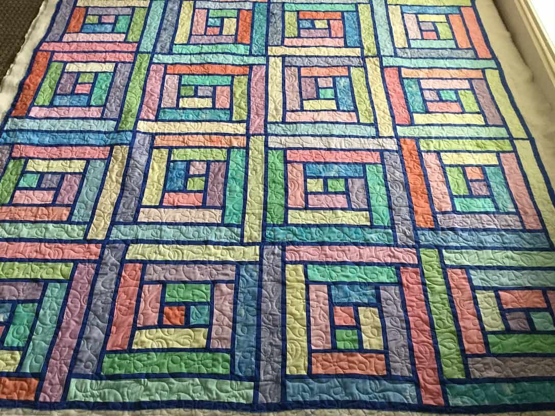 Log Cabin Quilt With Pastel Colors, Stitched in Rows and Columns — Morning Star Quilting in Bateau Bay, NSW