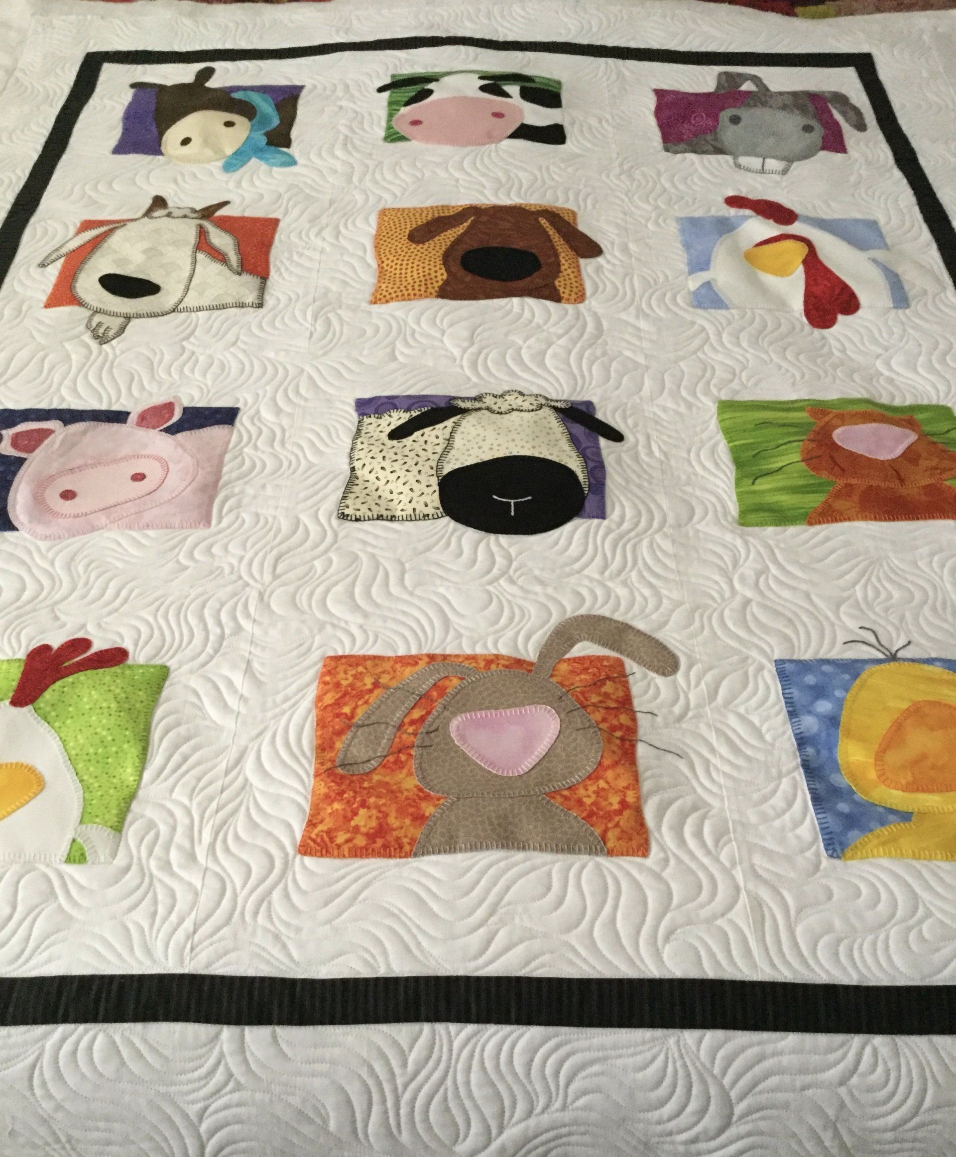 Quilt With Nine Square Animal Appliqués — Morning Star Quilting in Bateau Bay, NSW