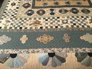 Quilt With Blue and Tan Patterns — Morning Star Quilting in Bateau Bay, NSW